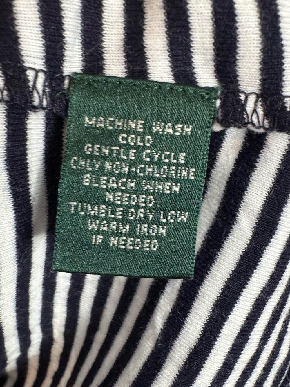 Lauren Ralph Lauren White Navy Blue Breton Striped Polo Shirt Stretch Small - Picture 7 of 7